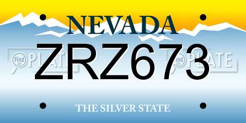 ZRZ673 Nevada License Plate