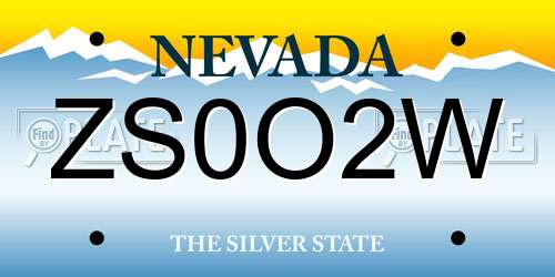 ZS0O2W Nevada License Plate