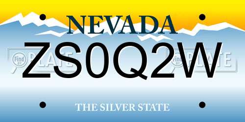 ZS0Q2W Nevada License Plate
