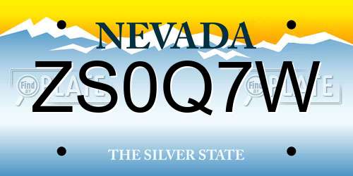 ZS0Q7W Nevada License Plate