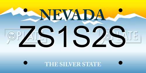 ZS1S2S Nevada License Plate