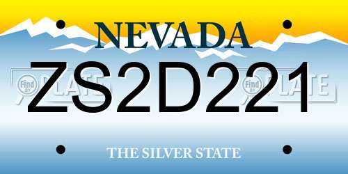 ZS2D221 Nevada License Plate
