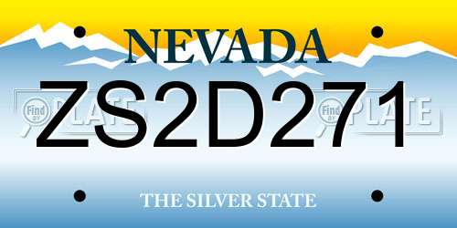 ZS2D271 Nevada License Plate