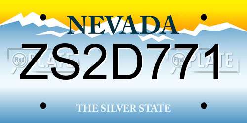 ZS2D771 Nevada License Plate