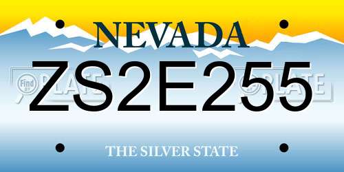 ZS2E255 Nevada License Plate