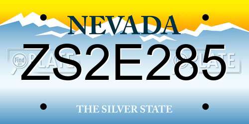 ZS2E285 Nevada License Plate