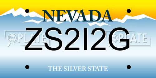 ZS2I2G Nevada License Plate