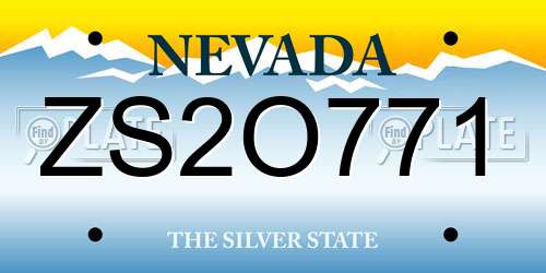 ZS2O771 Nevada License Plate