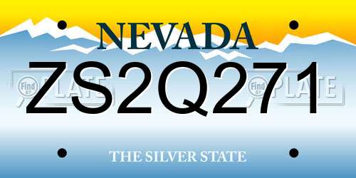 ZS2Q271 Nevada License Plate