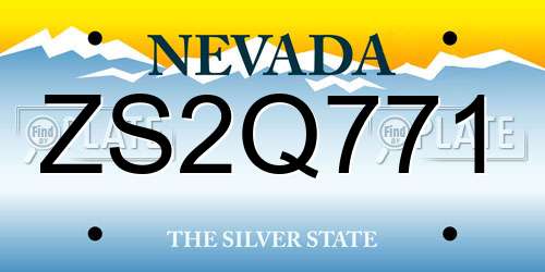 ZS2Q771 Nevada License Plate
