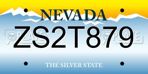ZS2T879 Nevada License Plate