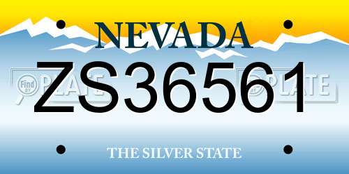 ZS36561 Nevada License Plate