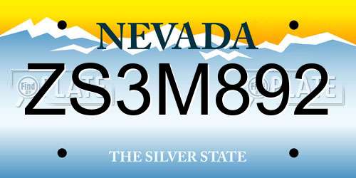 ZS3M892 Nevada License Plate