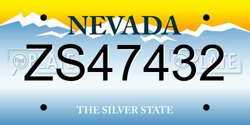 ZS47432 Nevada License Plate