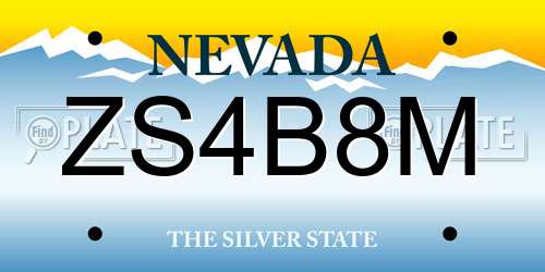 ZS4B8M Nevada License Plate