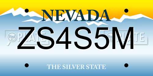 ZS4S5M Nevada License Plate