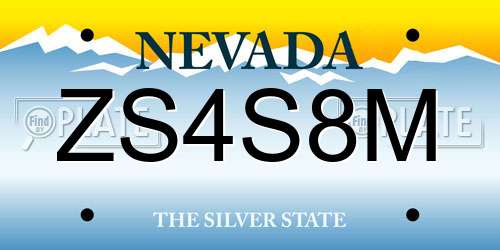 ZS4S8M Nevada License Plate
