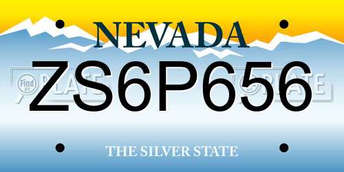 ZS6P656 Nevada License Plate