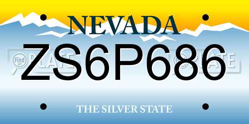ZS6P686 Nevada License Plate