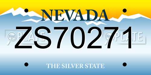 ZS70271 Nevada License Plate