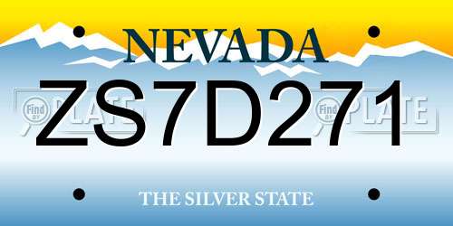 ZS7D271 Nevada License Plate