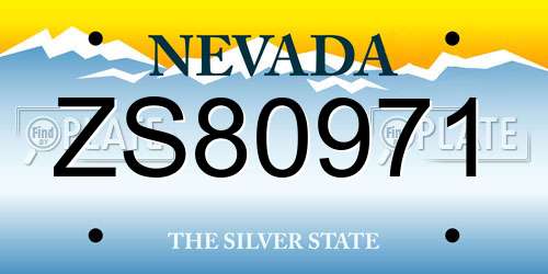 ZS80971 Nevada License Plate