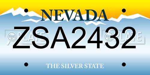 ZSA2432 Nevada License Plate