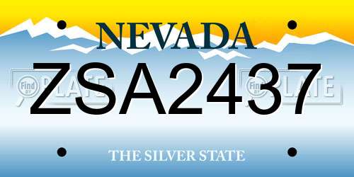 ZSA2437 Nevada License Plate
