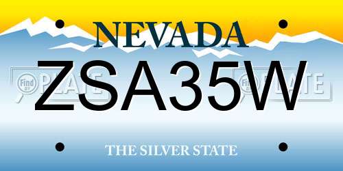 ZSA35W Nevada License Plate