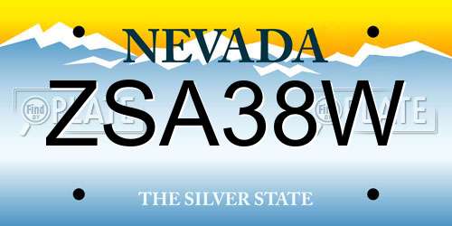 ZSA38W Nevada License Plate