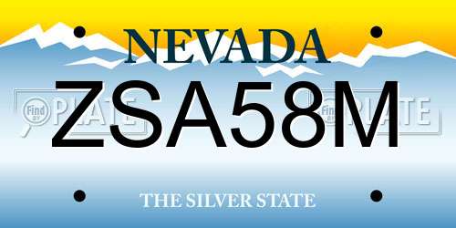 ZSA58M Nevada License Plate