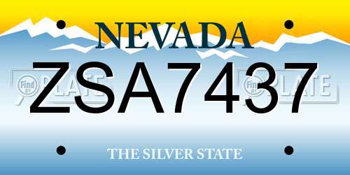 ZSA7437 Nevada License Plate