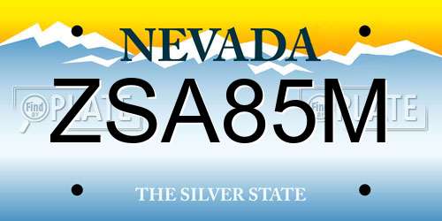 ZSA85M Nevada License Plate