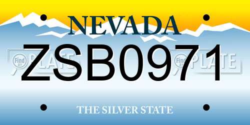 ZSB0971 Nevada License Plate
