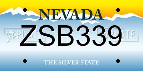 ZSB339 Nevada License Plate