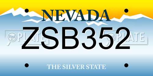 ZSB352 Nevada License Plate
