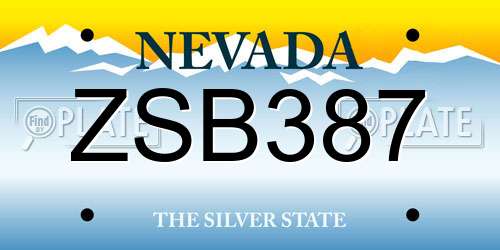 ZSB387 Nevada License Plate