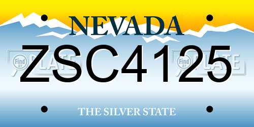 ZSC4125 Nevada License Plate