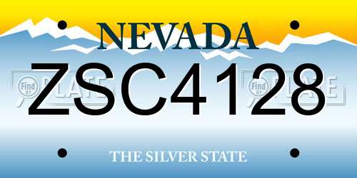ZSC4128 Nevada License Plate