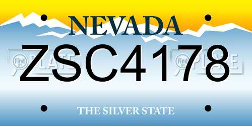 ZSC4178 Nevada License Plate