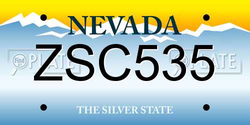 ZSC535 Nevada License Plate