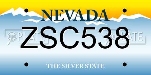 ZSC538 Nevada License Plate