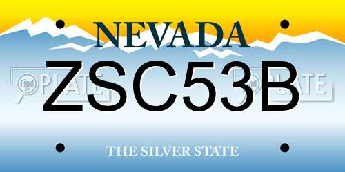 ZSC53B Nevada License Plate