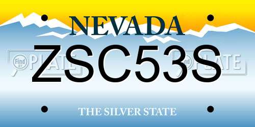 ZSC53S Nevada License Plate