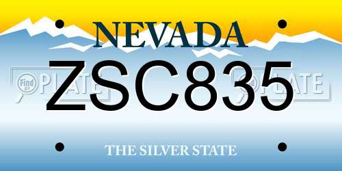ZSC835 Nevada License Plate
