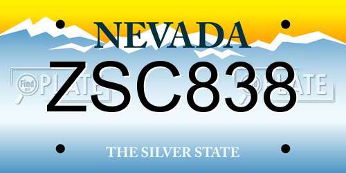 ZSC838 Nevada License Plate