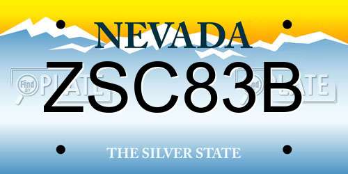 ZSC83B Nevada License Plate