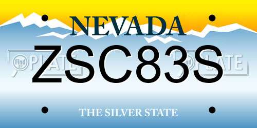 ZSC83S Nevada License Plate