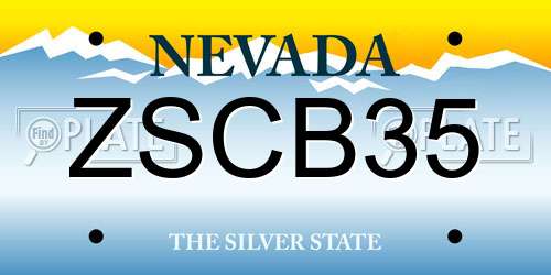 ZSCB35 Nevada License Plate