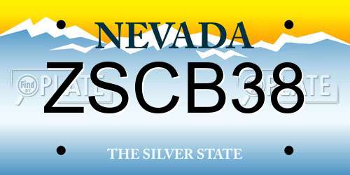 ZSCB38 Nevada License Plate